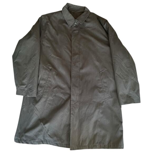 Mens Coat Size 44L Black Trench Coat Duster